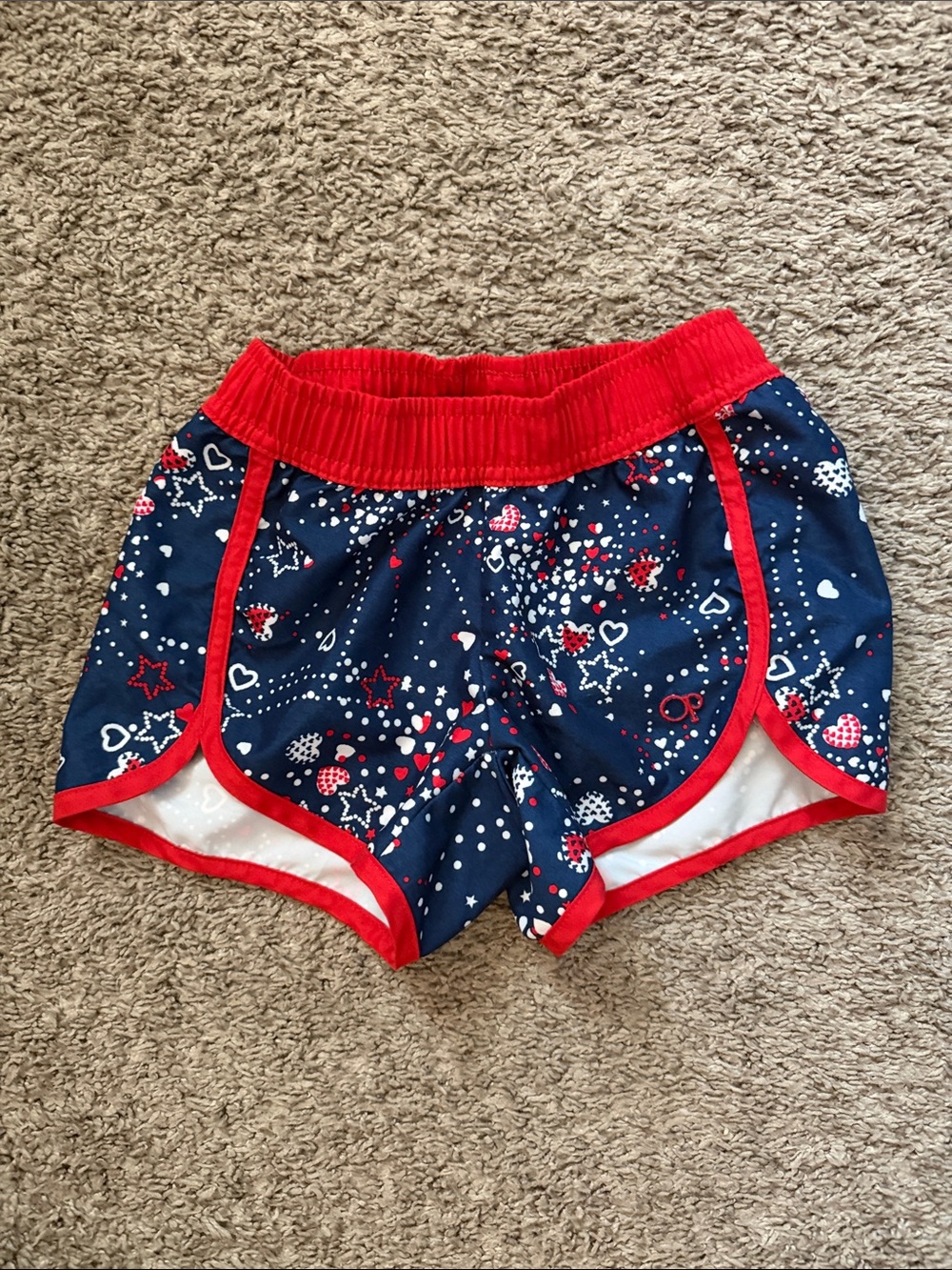 OP Navy Shorts with Red Trim and Star & Heart Print
